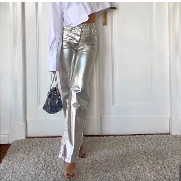 ZARA MID-RISE BOYFRIEND JEANS The Boy Boy Fit In Silver - Picture 3 of 10